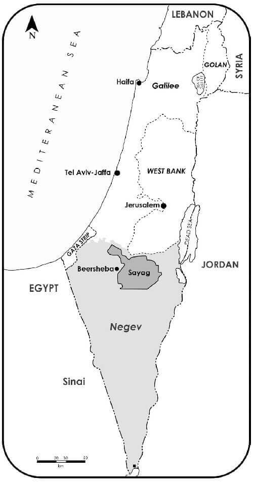  Das geschlossene Gebiet (Sajag oder Sijag [Sayag]), in dem die Beduinen seit Anfang der 1950er Jahre zwangsweise angesiedelt wurden&nbsp;