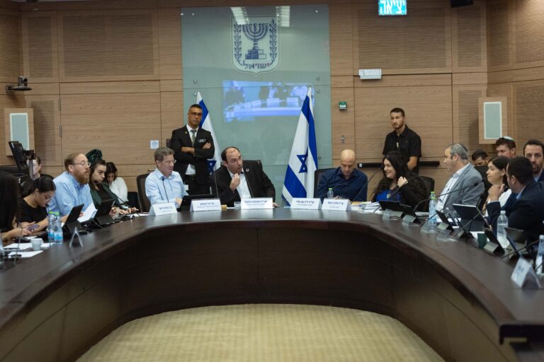 Committee chairman MK Simcha Rothman leads a Constitution, Law and Justice Committee meeting at the Knesset, in the Israeli parliament on July 21, 2025. Photo by Yonatan Sindel/Flash90