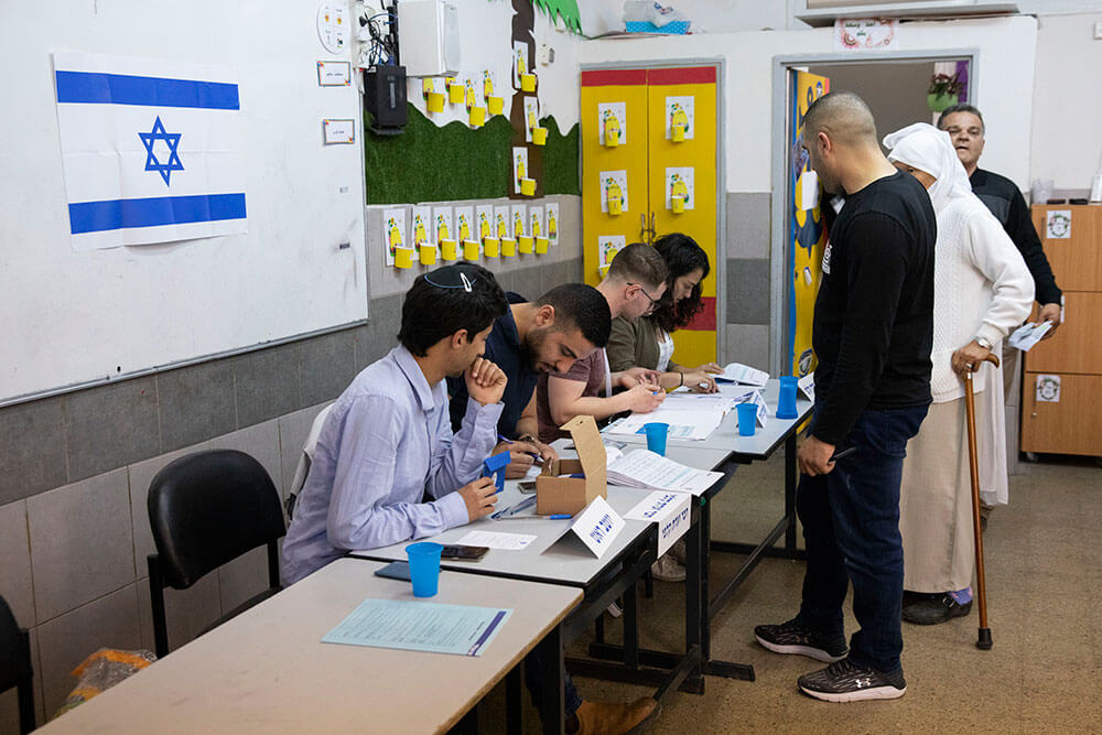 Wahlen zur Knesset im April 2019: Wahhlokal in der arabisch-palästinensischen Stadt Tayyibe in Israel. Foto: Activestills