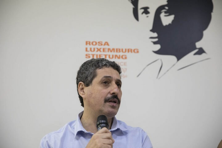 Jafar Farah, Mossawa Zentrum, in den Räumen der Rosa Luxemburg Stiftung in Tel Aviv