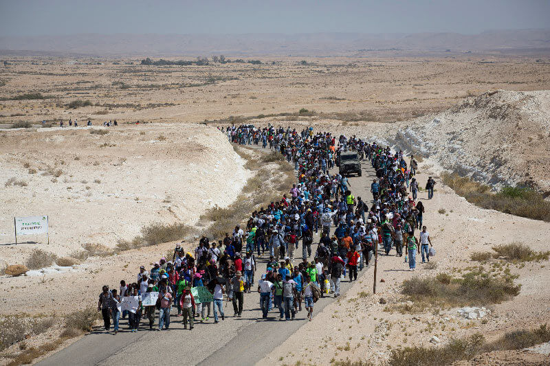 Freiheitsmarsch (March of Freedom) von Geflüchteten in Israel, im Negev, 29. Juni 2014, (Foto: Activestills)